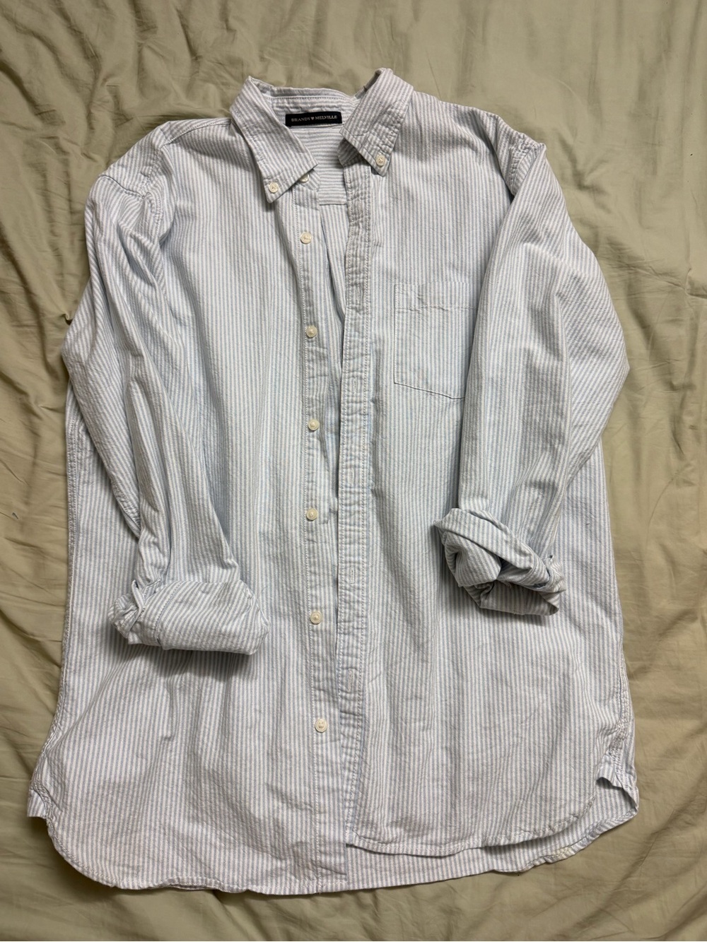 Brandy Melville Light Blue Striped Button-Down Shirt